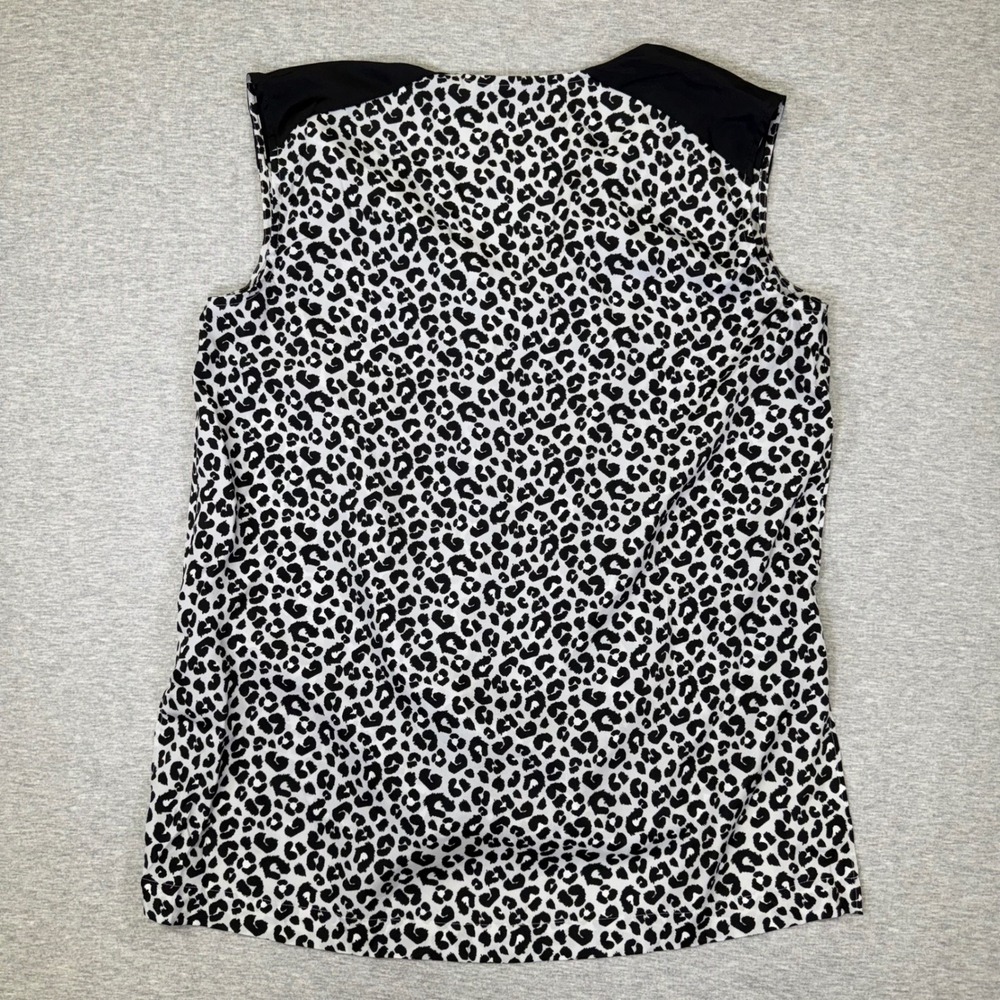 Apt. 9 Women Black White Leopard Print Sleeveless Surplice V-Neck Blouse Large - Picture 6 of 6